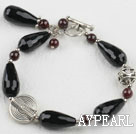 Wholesale 7.5 inches drop shape black agate bracelet