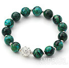 Green Series 10mm Phoenix and Metal Beads and Rhinestone Beaded Stretch Bracelet
