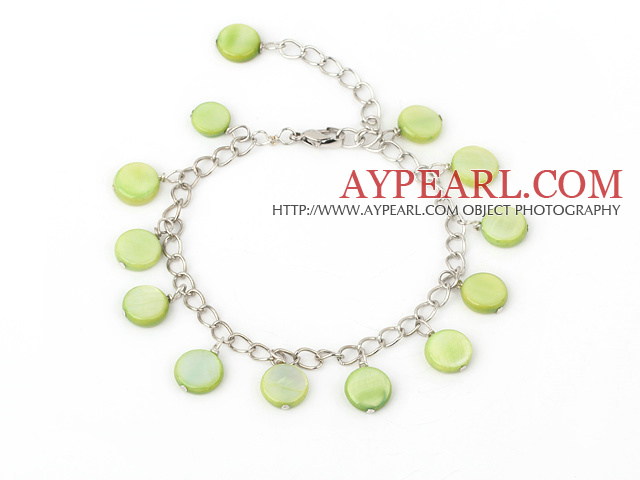 11mm green round shell bracelet with extendable chain