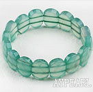 faceted 12*16 green agate stretchy bangle bracelet