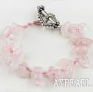 Wholesale Nice Handmade Irregular Shape Rose Quartz Threade Bracelet With Toggle Clasp