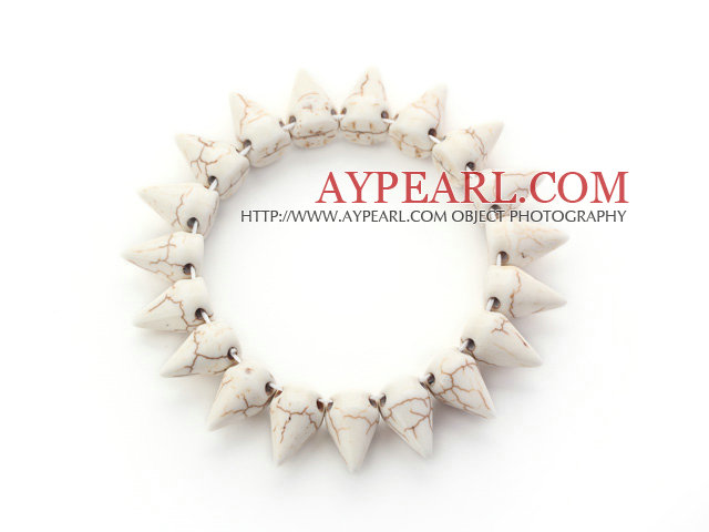 Simple Style White Howlite Punk Bullet Stretch Bangle Bracelet