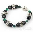 Wholesale 7 inches phoenix stone and black agate bracelet with moonlight clasp