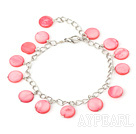 11mm pink round shell bracelet with extendable chain