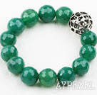 7.5 inches stretchy 14mm faceted green agate beaded bracelet