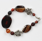 Fancy Multi Round Oval And Square Agate Bracelet With Flower Charms