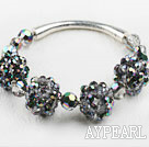 Wholesale Gorgeous Faceted Round Shinning Crystal Ball And Tube Charm Bangle Bracelet