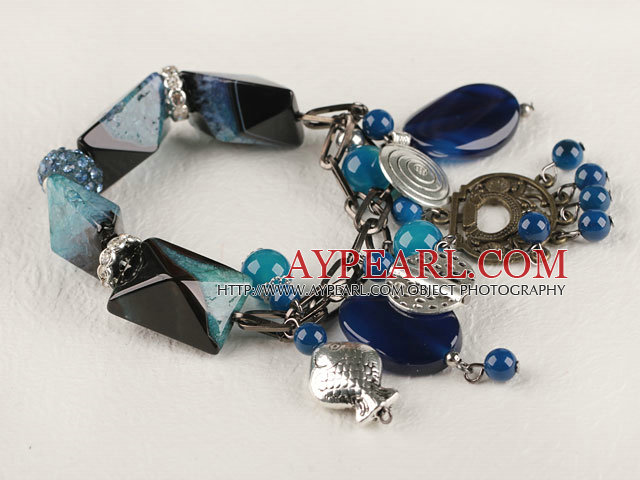 chunky style gorgeous 7.5 inches blue agate bracelet 
