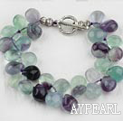 Wholesale Elegant Cluster Teardrop Shape Rainbow Fluorite Purple Threaded Bracelet With Toggle Clasp 