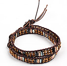 Fashion Style Brown Searies Crystal Beads Wrap Bangle Bracelet