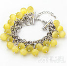 Wholesale Yellow Color 10mm Round Cats Eye Bracelet with Metal Chain