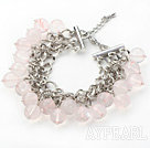 Pink Color 10mm Round Rose Quartz Bracelet with Metal Chain