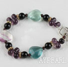 Wholesale single strand assorted rainbow fluorite bracelet with toggle clasp