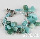 Wholesale three strand amazon stone bracelet with toggle clasp