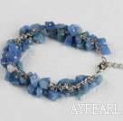 single strand blue aventurine chips bracelet with adjusable chain