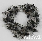 Wholesale multi strand black rutilated quartz bracelet