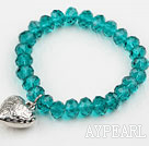 Simple Design Lake Green Crystal Elastic Bangle Bracelet