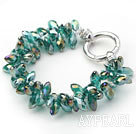 Wholesale New Design Two Rows Dark Green Drop Crystal Bracelet
