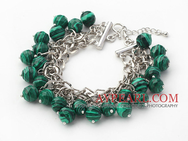 Green Series 10mm Round Green Malachite Bracelet with Metal Chain
