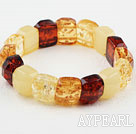 Yellow Series Imitation Amber Square Elastic Bangle Bracelet