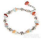 Wholesale natual agate and aquamarine bracelet with extendable chain