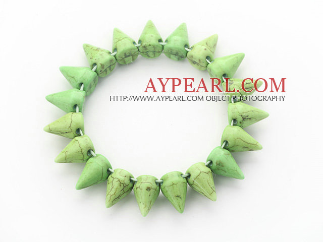 Simple Style Apple Green Color Turquoise Punk Bullet Stretch Bangle Bracelet