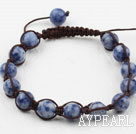 8mm Blue Spots Woven Drawstring Bracelet with Adjustable Thread