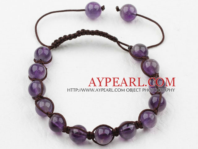 8mm Amethyst Woven Drawstring Bracelet with Adjustable Thread