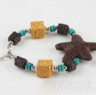 lovely style colorful volcanic starfish stone braceet with extendable chain