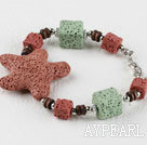 lovely style colorful volcanic starfish stone braceet with extendable chain