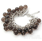 Wholesale Brown Series 10mm Round Smoky Quartz Bracelet with Metal Chain
