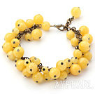Yellow Series Round Yellow Jade Bracelet with Bronze Chain