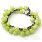 Apple Green Series Round Green Jade Bracelet with Bronze Chain