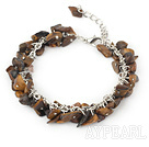 Wholesale Pretty Loop Chain Style Tiger Eye Chips Bracelet With Lobster Clasp