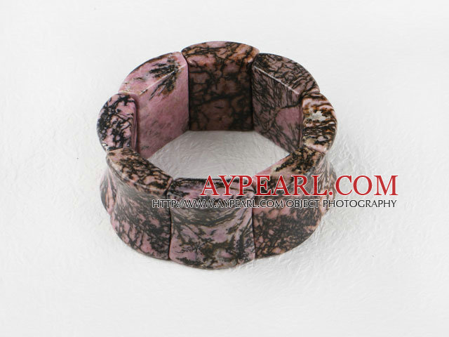Nice Chunky Style 25*30Mm Rhodochrosite Elastic Bangle Bracelet 