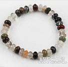 Wholesale Fashion 6*9Mm Multi Color Rutilated Quartz Elastic Stretch Bangle Bracelet