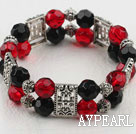 Fashion Red And Black Crystal Elastic Stretch Charm Bracelet