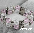 Fashion White And Pink Crystal Elastic Stretch Charm Bracelet