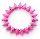 Simple Style Hot Pink Color Turquoise Punk Bullet Stretch Bangle Bracelet