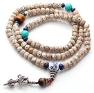 Wholesale Vintage Style Multi Strands Leaves the Bodhi Lapis Turquoise Tiger Eye Beads Elastic Rosary/Prayer Bracelet