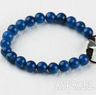 8mm blue agate bracelet with extendable chain