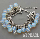 Wholesale White Series 10mm Round Opal Crystal Bracelet with Metal Chain