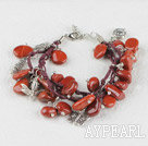 Wholesale red jasper and butterfly charm bracelet with extendable chain