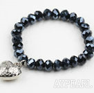 Simple Design Black Crystal Elastic Bangle Bracelet