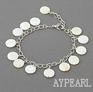 11mm white round shell bracelet with extendable chain