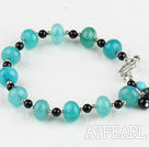 Wholesale black agate and blue jasper bracelet with moonlight clasp