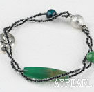 7.5 inches agate and tibet silver charm bracelet