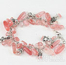 Wholesale 7.5 inches cherry quartze tibet silver charm bracelet with extendable chain