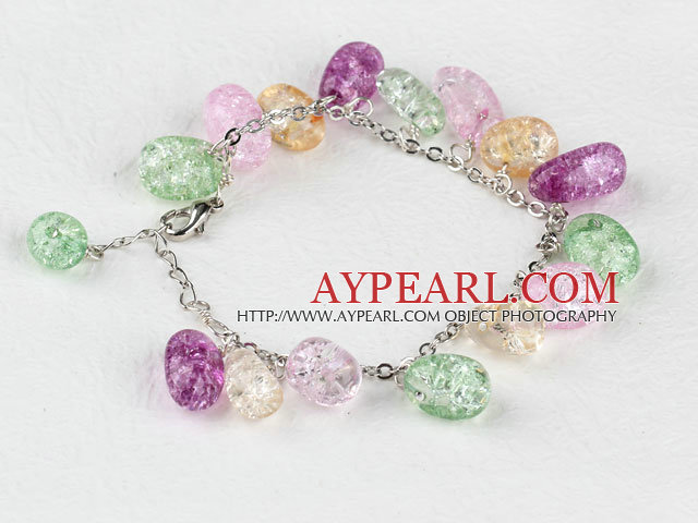 7.5 inches multi color burst pattern crystal bracelet with extendable chain