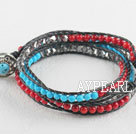 Wholesale Turquoise and coral and gray manmade crystal wrap bracelet
